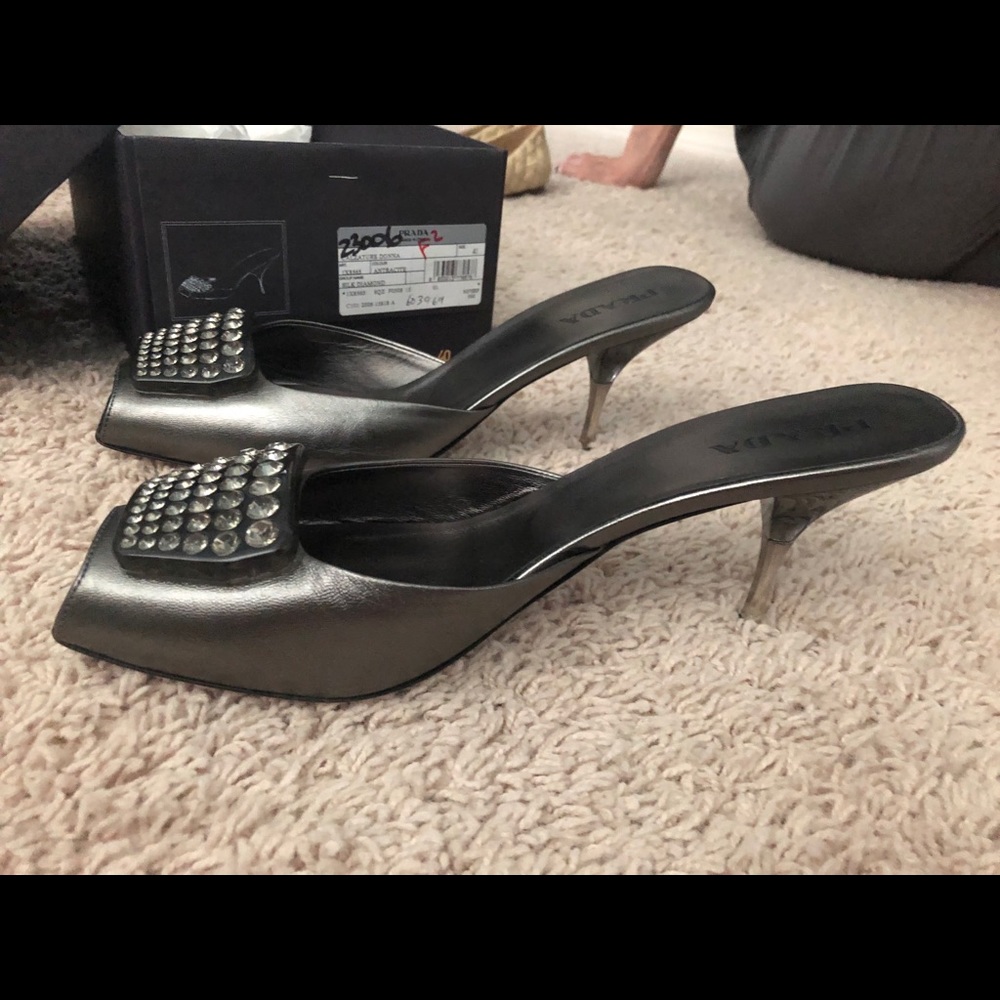 Prada square toed heels